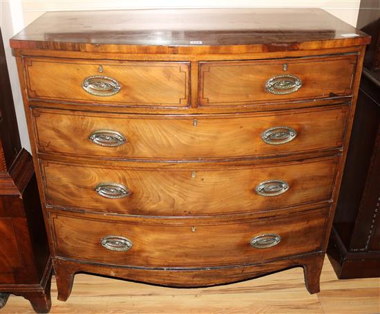 A Regency mahogany bowfront chest, W.105cms
